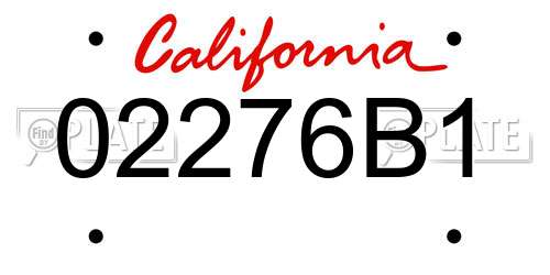 02276B1 California License Plate