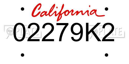 02279K2 California License Plate