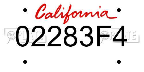 02283F4 California License Plate