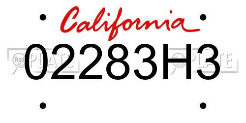 02283H3 California License Plate