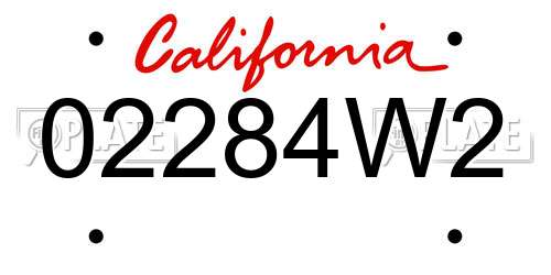 02284W2 California License Plate