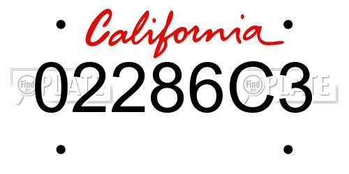 02286C3 California License Plate