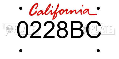 0228BC California License Plate