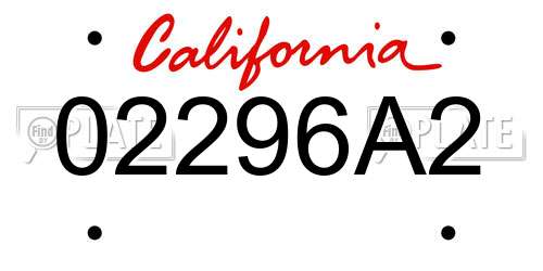 02296A2 California License Plate