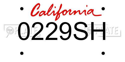 0229SH California License Plate