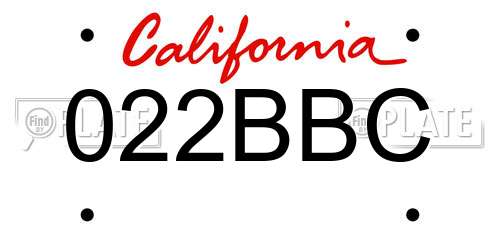 022BBC California License Plate