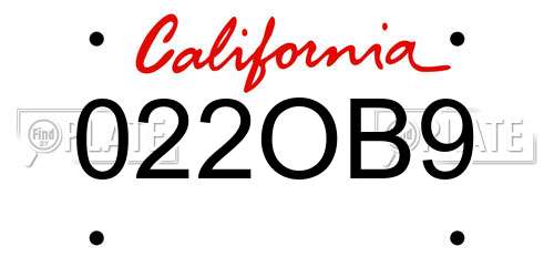 022OB9 California License Plate