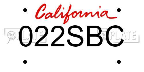 022SBC California License Plate