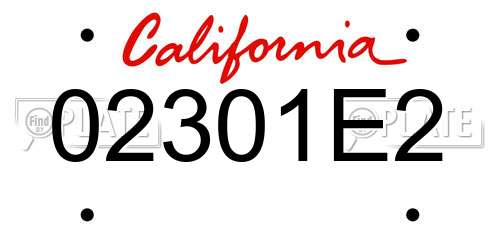 02301E2 California License Plate
