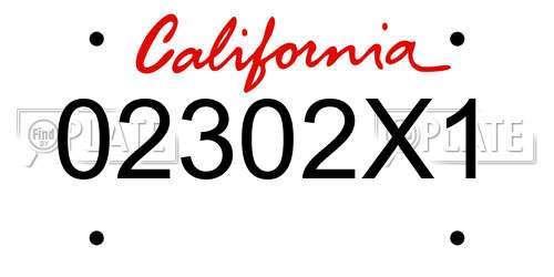 02302X1 California License Plate