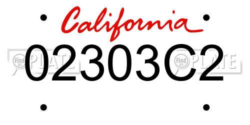 02303C2 California License Plate
