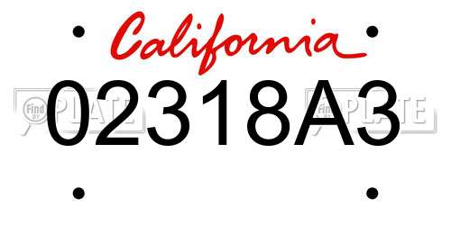02318A3 California License Plate