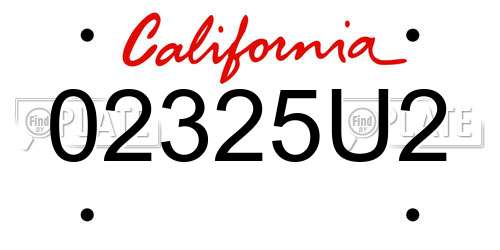 02325U2 California License Plate