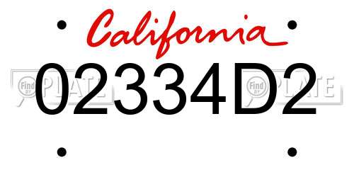 02334D2 California License Plate