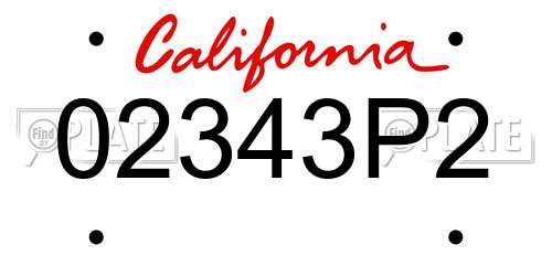 02343P2 California License Plate