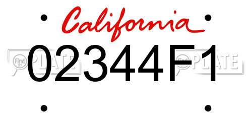 02344F1 California License Plate