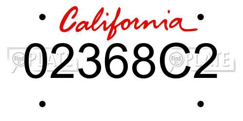 02368C2 California License Plate