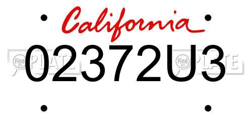 02372U3 California License Plate