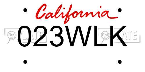 023WLK California License Plate