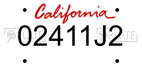 02411J2 California License Plate