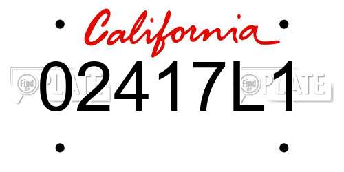 02417L1 California License Plate