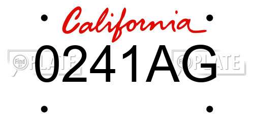 0241AG California License Plate