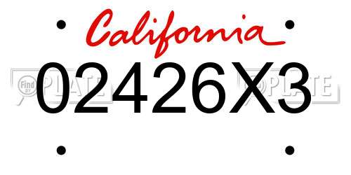 02426X3 California License Plate