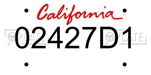 02427D1 California License Plate