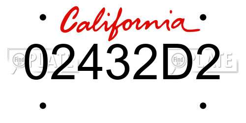 02432D2 California License Plate