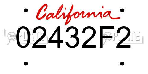 02432F2 California License Plate