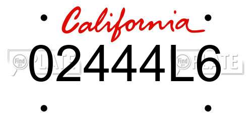 02444L6 California License Plate