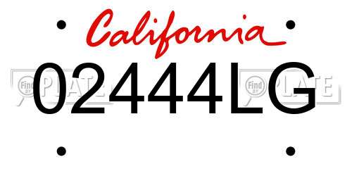 02444LG California License Plate
