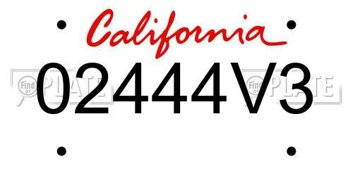 02444V3 California License Plate