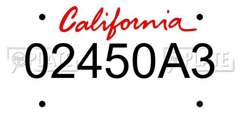 02450A3 California License Plate