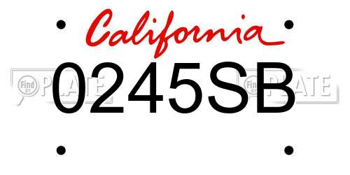 0245SB California License Plate