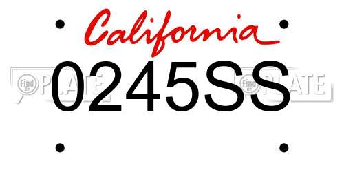 0245SS California License Plate