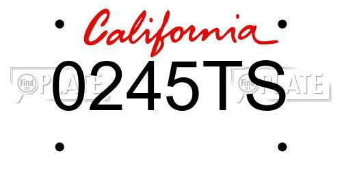 0245TS California License Plate