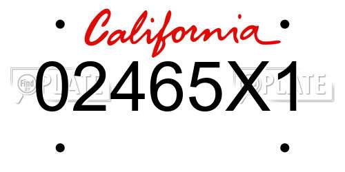 02465X1 California License Plate