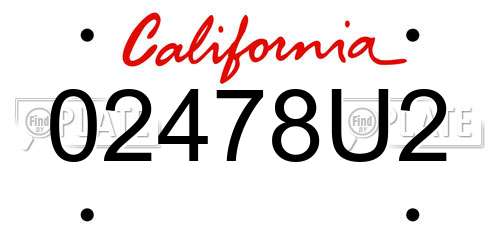 02478U2 California License Plate