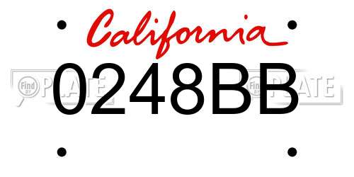 0248BB California License Plate