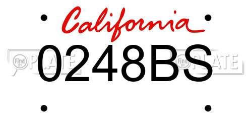 0248BS California License Plate