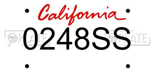 0248SS California License Plate