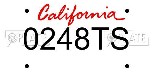 0248TS California License Plate