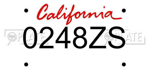 0248ZS California License Plate