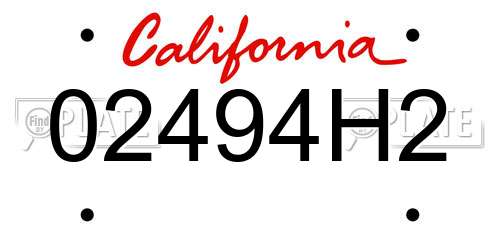 02494H2 California License Plate