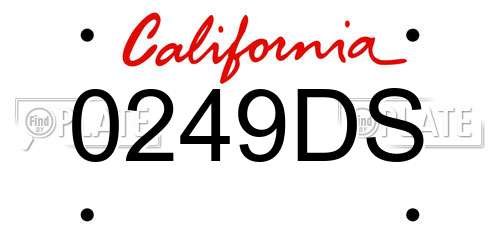 0249DS California License Plate