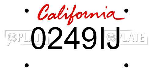0249IJ California License Plate