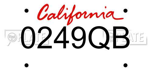 0249QB California License Plate