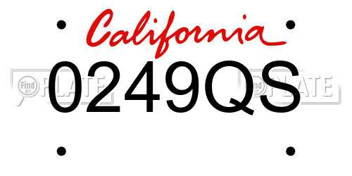 0249QS California License Plate