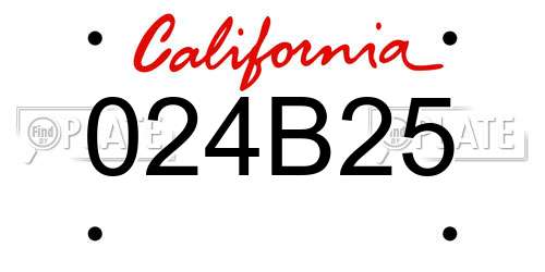 024B25 California License Plate